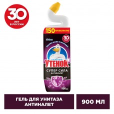 Туалетный утенок гель для унитаза 900мл Суперсила Антиналет (удаляет налет и ржавчину)